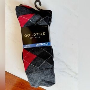 NEW Gold Toe 4 pair dress socks Men's Argyle Socks VAPOR-TECH MOISTURE CONTROL